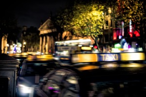 Image of a taxi in dublin city centre