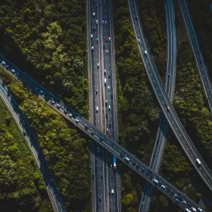 Arial view of a motorway