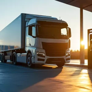 Heavy duty vehicle entering a charging station